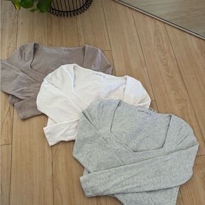 A&F Set of Three Bodysuits - Gray, White, and Tan